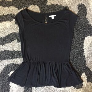 American Eagle Outfitters Black Peplum Cap Sleeve Top